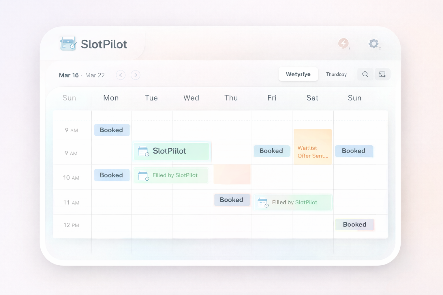 SlotPilot dashboard preview showing appointment slots